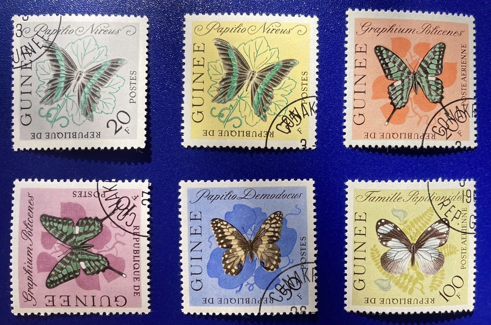 Guinea: SC # 299, 300, 303, 304, C47, C-48, issued 1963 used. Lot# 01-032603 - Image 1 of 1
