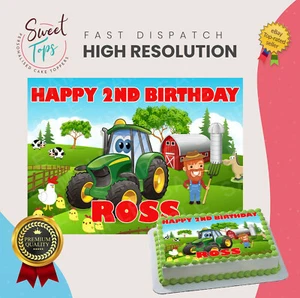 TRAKTOR RECHTECK ESSBAR TORTENAUFLEGER GEBURTSTAG DEKO PERSONALISIERT - Bild 1 von 1
