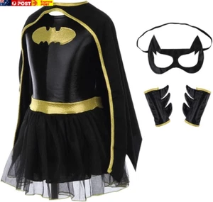 Girls Batman Batgirl Fancy Dress Superhero Costume Outfits Comic Cosplay - Picture 1 of 6