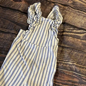 Zara Kids Striped Cotton Ruffle Bib Jumpsuit Youth Size 4 - Picture 1 of 4