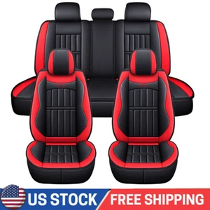 5 Seat Covers Full Set Waterproof PU Leather For Universal Sedan SUV Van Truck - Picture 1 of 12