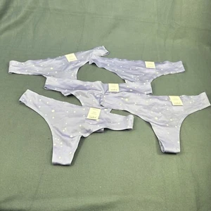 Lot Of 5 Auden Womens Size Med 8-10 Thong Bonded Edge Purple White Polka Dot New - Picture 1 of 10
