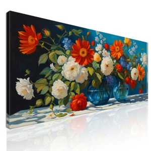 Quadro Botanico Composizione Di Fiori Vivaci In Vasi Di Vetro Blu , bow13 quadro - Imagen 1 de 6