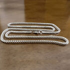 Real 925 Sterling Silver Necklace 2.8mm Square Foxtail Chain 12-30" Lobster Long