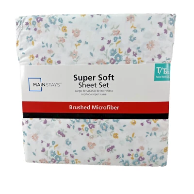 NUEVO Juego de sábanas Mainstays súper suaves TWIN XLONG microfibra cepillada FLORES Foto 1 de 4