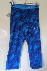 Nike Pro Dri-Fit Unisex Teens Blue Cropped Leggings Size  XL Age 13-15 - Picture 1 of 7