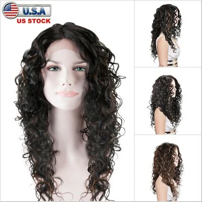 Pelucas de cabello humano sintéticas largas onduladas rizadas hechas a mano para mujer Peluca de disfraz para dama Foto 1 de 4