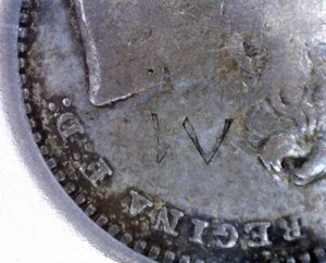 RARE 1838 British silver 1-1/2 penny w/Countermark. - Picture 1 of 4