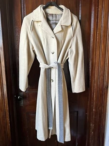 Unbranded VTG 60s Union Made Belted 100% Wool Cream Coat Women’s XL/XXL? *READ - Picture 1 of 17