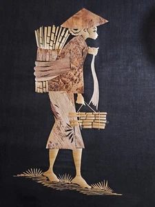 Asiatische Strohkunst, Asiatische Frau ohne Rahmen - Bild 1 von 24