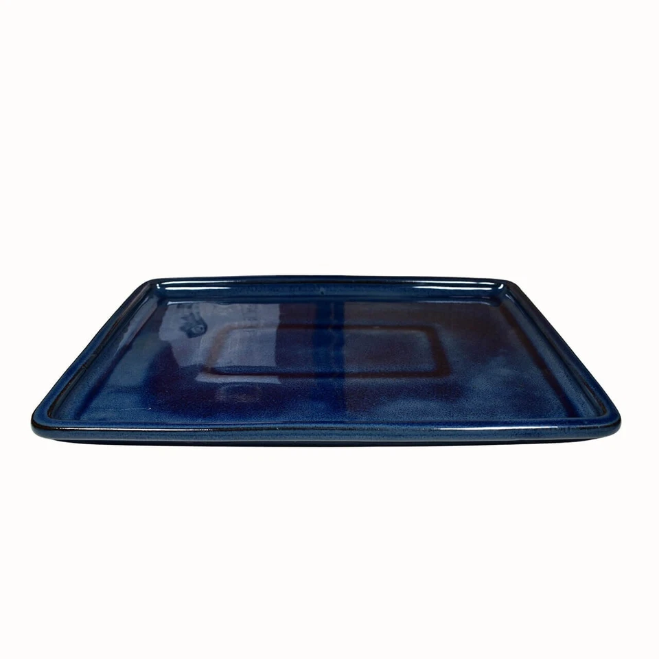 Blue Rectangle Bonsai Drip Tray | 270x200 | Glazed Ceramic Drip Tray - Image 1 of 1