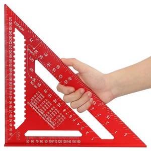 Carpenter Square 12-Inch Layout Tool Alloy Metal Triangle Ruler Protractor,Red(M - Picture 1 of 12