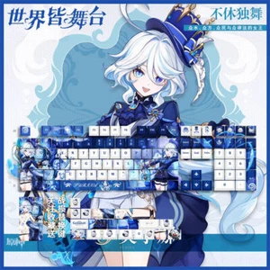 Anime Genshin Impact Furina Mechanical Thermal Sublimation PBT Keycaps Keyboards - Picture 1 of 11