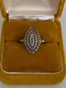 Vintage Art Deco Sterling Silver Marcasite Ring Size 5 1/2 or K - 1/2 - Picture 1 of 10