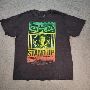 Bob Marley Stand Up For Your Rights Gray Graphic Reggae T Shirt Fits Like Sz XL - Picture 1 of 6