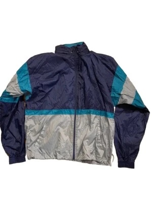 Jaqueta de náilon vintage feminina Cheetah By Mervyns multicolorida preta M Hornets anos 90 anos 80 - Imagem 1 de 4