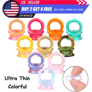2 Stück bunte Silikon Ohr Skins Tunnel Plugs weich dünn Ohr Gauge Plug Dehner - Bild 1 von 19