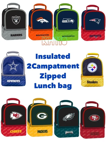 NFL Team Unisex Insulated Lunch Bag- 2 Compartment Cover
