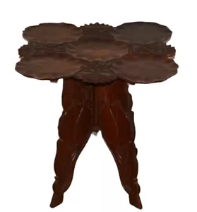 Mesa de madera de colección Cachemira Govt Arts Emporium arte artesanal nogal plegable - Imagen 1 de 16