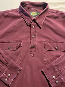 Cabelas Outdoor Gear 1/4 Botón Pull Over Camisa Algodón Hombre’s 2XL Lona Borgoña - Imagen 1 de 9