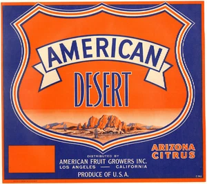 *Original*  AMERICAN DESERT Shield ARIZONA Citrus Crate Label NOT A COPY! - Picture 1 of 1
