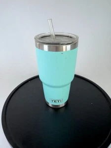 Yeti Rambler 30oz Travel Mug Stainless Steel Lid & Clear Straw Seafoam - Picture 1 of 6
