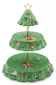 Disney Parks Christmas Tree Tier Tray Cupcake Plate - Picture 1 of 3