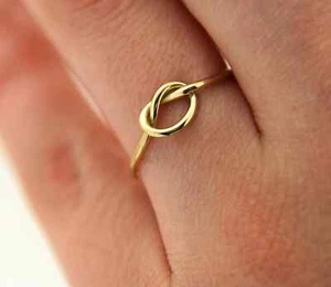Solid 14k Yellow Gold Love Knot Ring, Gold Pretzel Minimalist Ring, Promise Ring - Picture 1 of 3