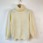 Vintage Cream Mohair Mix Roll Neck Chunky Knit Jumper Fit UK Size L