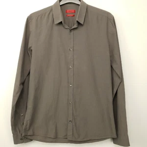 Hugo Boss Shirt Medium Slim Fit Mens Grey Long Sleeve Check Smart Casual Button - Picture 1 of 11