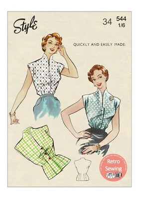 1950s Quick and Easy Blouse Sewing Pattern - Bust 34 - Image 1 of 3