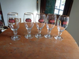 Set of 5 Stella Artois 40CL Gold Rimmed Beer Glasses Chalices - Picture 1 of 9
