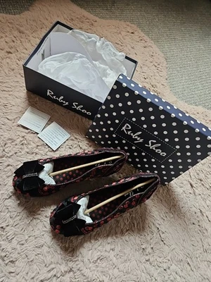 Ruby Shoo Rhea Red Noir Heeled Shoes Bows Size UK 5 - Image 1 of 4