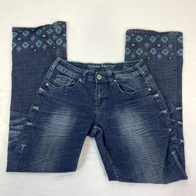 Cowgirl Tuff Co Rio Grande Embroidered Aztec Western Denim Jeans Womens 27x33 - Image 1 of 4