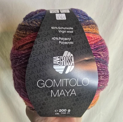 1 ball Gomitolo Maya Lana Grossa Gradient Wool Blend Yarn 200g 766yds Color 856 - Image 1 of 4