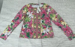 Tommy Bahama Orchid Garden FZ Long Sleeve Rashguard Top Women's size M - Picture 1 of 11