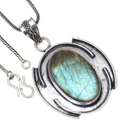 Подвеска мульти огонь лабрадорит драгоценный камень День святого Валентина подарок серебряная бижутерия 2» - Изображение 1 из 4