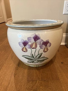 Chinesisch Orientalisch Asien Porzellan Koi Fisch Schale Übertopf Jardiniere Veilchen - Bild 1 von 14