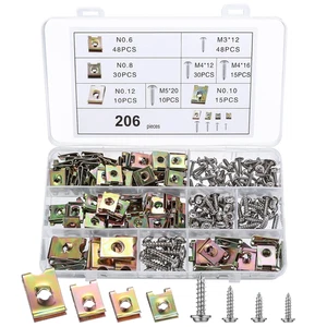 206 Pz Viti E Clips Auto, Kit Assortimento Di Dadi a U Clip Di Fissaggio per Aut - Foto 1 di 12
