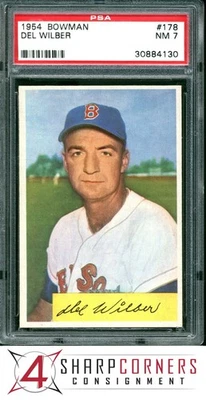1954 BOWMAN #178 DEL WILBER RED SOX PSA 7 - Image 1 of 3