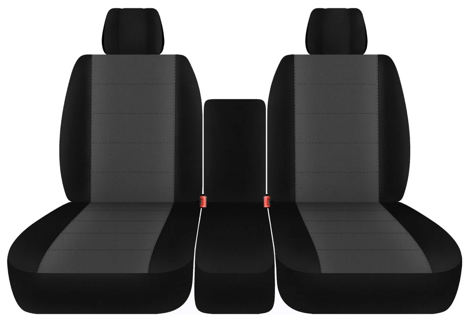 Front 40-20-40 seat covers fits 2009-2010 Ford F150 truck Black Charcoal velour - Image 1 of 1