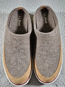 LL Bean Shoes Womens Size 9 Medium Brown Felt Suede Slip On B-Bound Sole Comfort - Picture 1 of 16