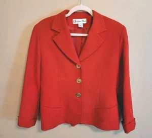 Christian Dior Size 8 Red Blazer Jacket Gold Button Suit Designer Holiday Classy - Picture 1 of 12