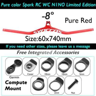 Full Carbon MTB Bicycle Riser -8/-17/-25 Degree One-shaped Integrated Handlebar - Image 1 of 4