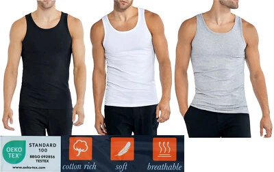 4-6-10 Pack Herren Unterhemden schwarz grau weiß 100% Baumwolle Feinripp M - 3XL - Bild 1 von 4