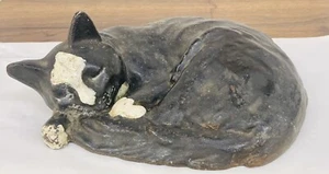 Rare Antique Cast Iron Sleeping Cat Doorstop - Picture 1 of 6
