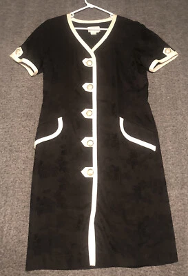 David Warren Vintage 80s Womens Black Asian Type Dress Floral Embroidery  Sz 8 - Image 1 of 4