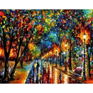 Nachtlandschaftsmalerei nach Zahlen Set, Acrylfarbe zum Selbermachen Kit - Bild 1 von 2