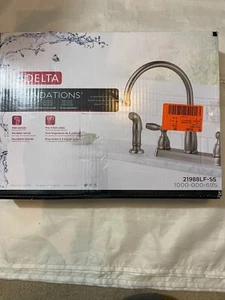 Delta Foundations 21988LF-SS 2-Handle Standard Kitchen Faucet Open - Picture 1 of 9