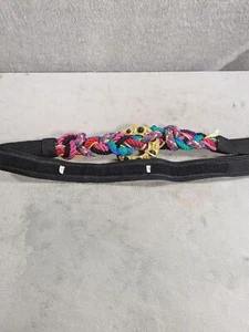 Funky Vintage 80s Belt Jewel Tone Braided Rope Metal Buckle Adjustable Festival - Picture 1 of 4